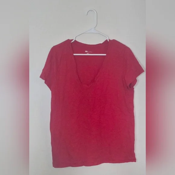 Merona Red V-Neck Short Sleeve Tee Shirt Cotton Classic Casual Basic Top XXL - Picture 1 of 4